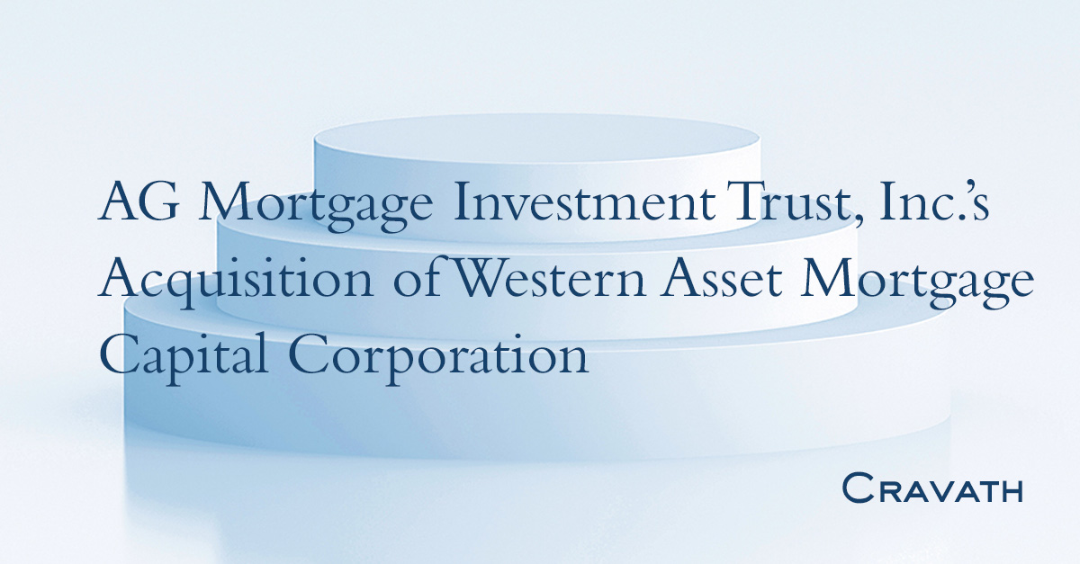AG Mortgage Investment Trust, Inc.’s Acquisition of Western Asset