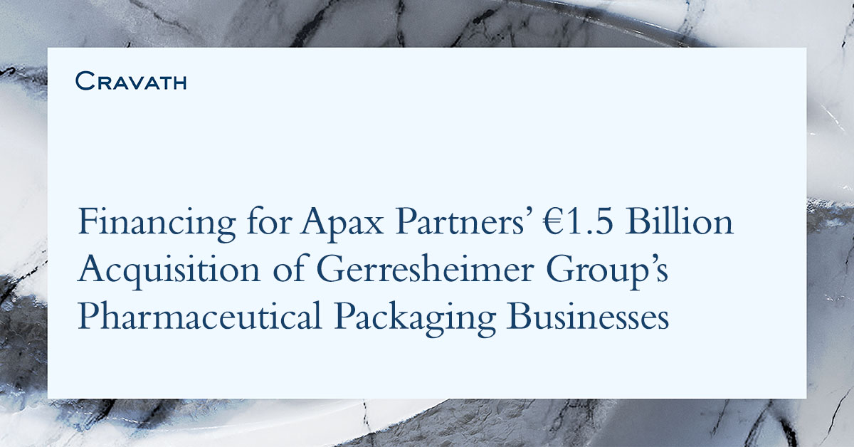 Financing for Apax Partners’ €1.5 Billion Acquisition of Gerresheimer ...