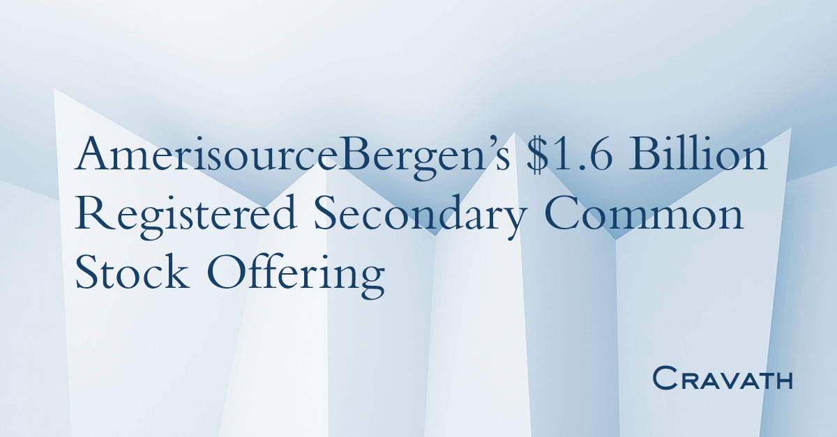 AmerisourceBergen’s 1.6 Billion Registered Secondary Common Stock