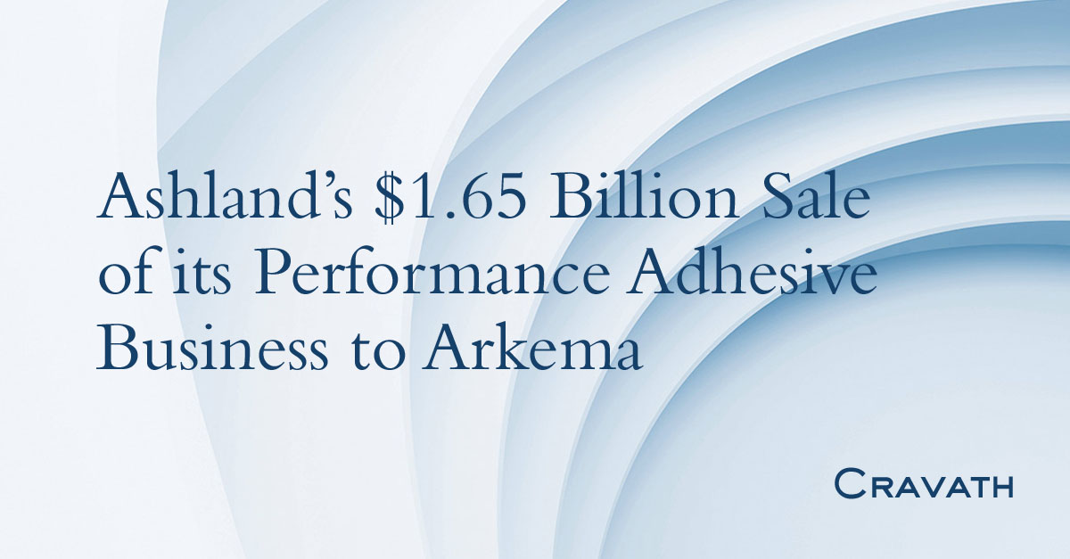 Ashland’s 1.65 Billion Sale of its Performance Adhesive Business to