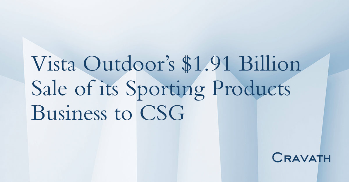 Vista Outdoor’s 1.91 Billion Sale of its Sporting Products Business to