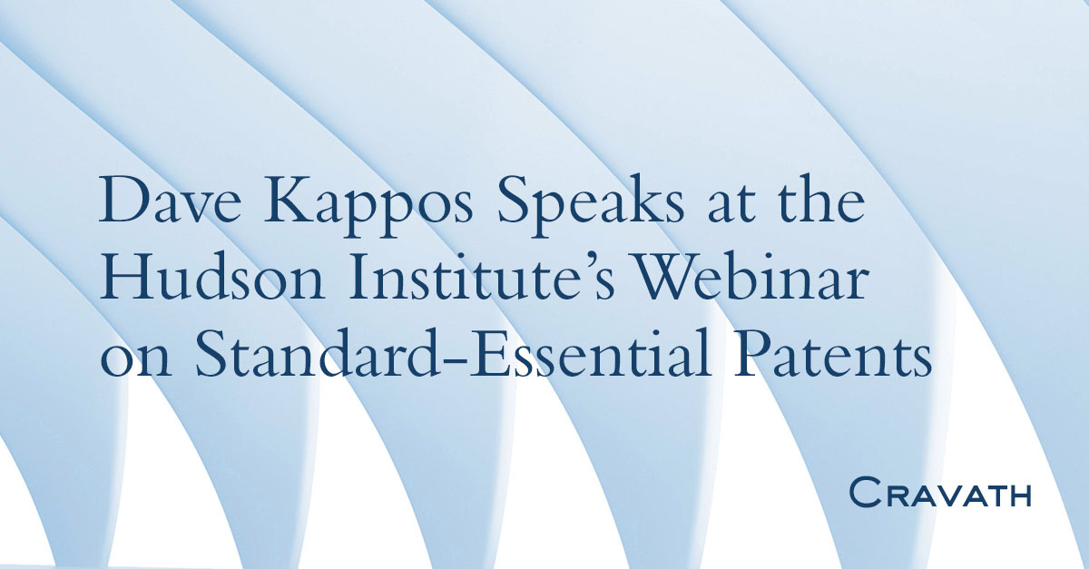 Dave Kappos Speaks at the Hudson Institute’s inar on Standard