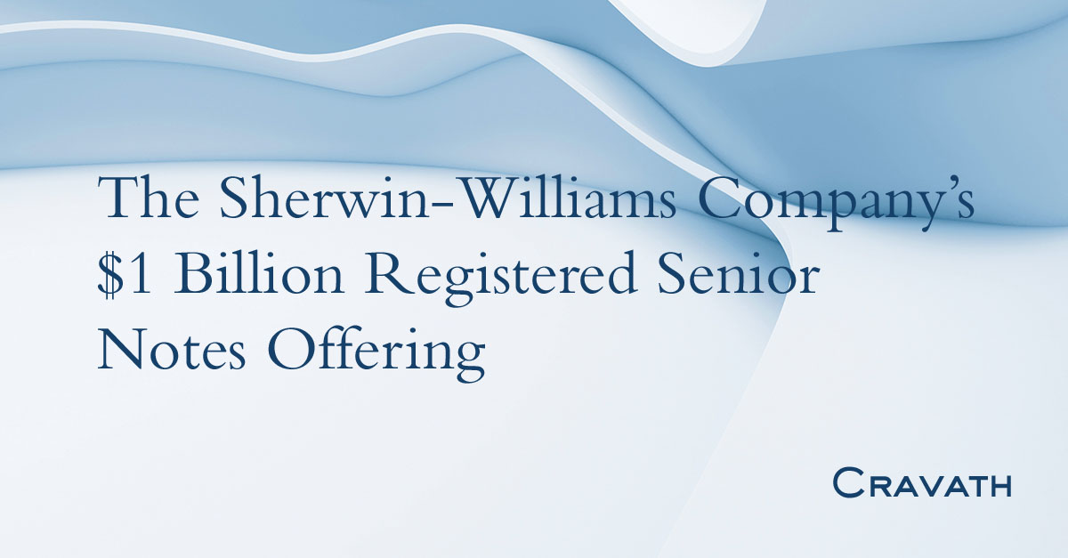 The Sherwin‑Williams Company’s 1 Billion Registered Senior Notes